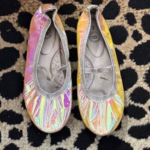 Wonder Nation Kids Iridescent Ballet Flats - Pink and Yellow